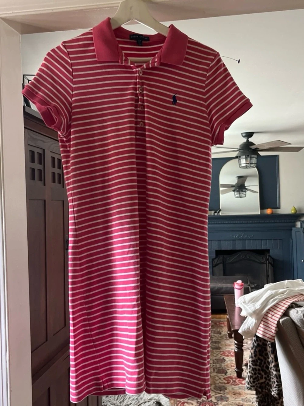 Girls Ralph  Lauren Pink & White Striped Crewneck Tee